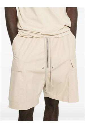 Beige cotton drawstring zip-up shorts RICK OWENS | RU01F2360P138